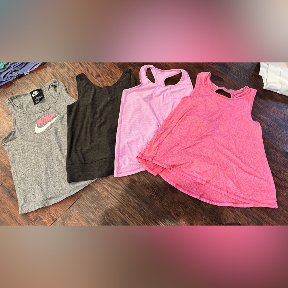 Girl’s Athletic Tank Top Set - Pink, Black, Gray